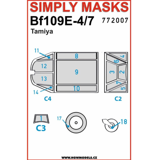 Hgw 772007 1/72 Bf109e-4/7 - Simply Masks Designed For Tamiya Kit