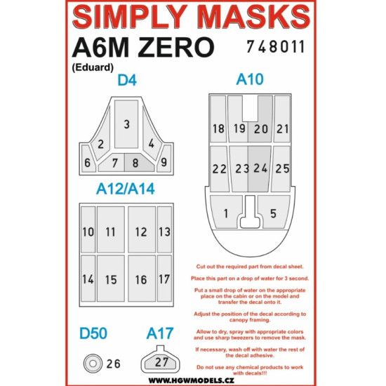 Hgw 748011 1/48 A6m Zero - Simply Masks Designed For Eduard