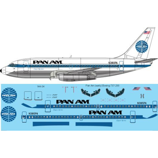 26decals 144-04 1/144 Pan Am Early Boeing 737-200 Laser Decal