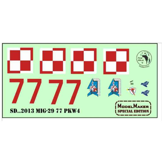 Model Maker Sd322013 1/32 Mig-29-29 77 Pkw4 Decal For Aircraft