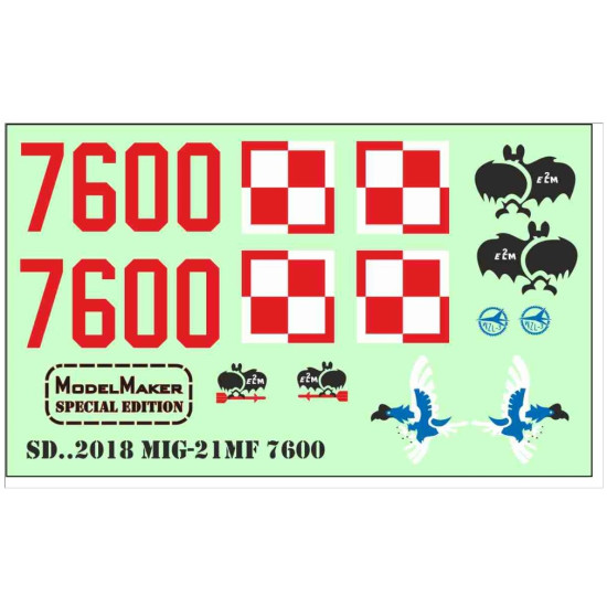 Model Maker Sd322018 1/32 Mig-21mf 7600 Decal For Aircraft