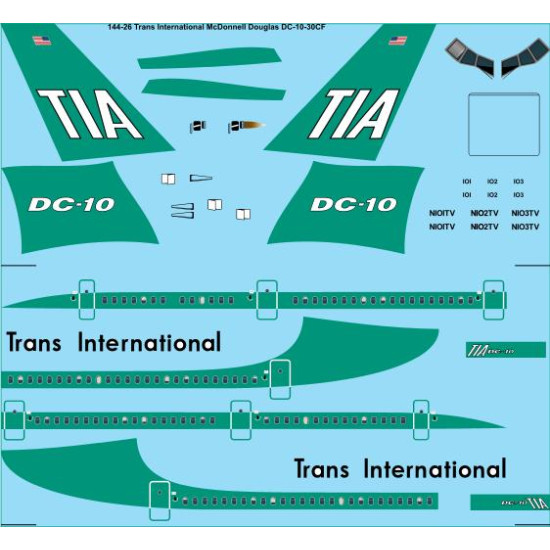 26decals 144-26 1/144 Tia Mcdonnell Douglas Dc-10-30 Laser Decal