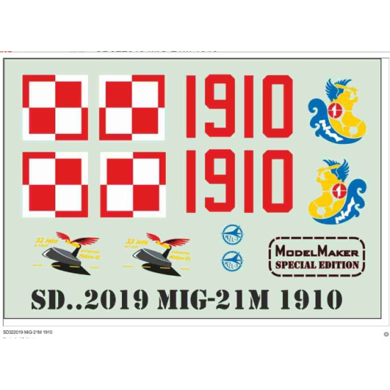 Model Maker Sd322019 1/32 Mig-21m 1910 Decal For Aircraft