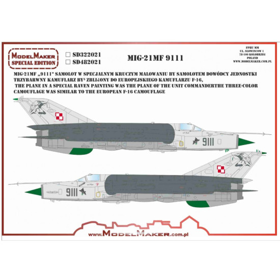 Model Maker Sd322021 1/32 Mig-21mf 9111 Decal For Aircraft
