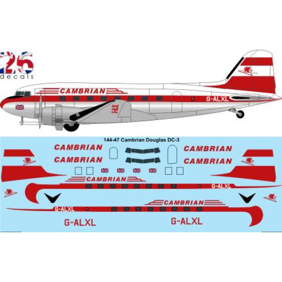 26decals 144-47 1/144 Cambrian Douglas Dc-3 Laser Decal