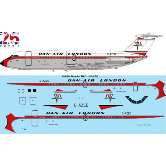 26decals 144-50 1/144 Dan Air Delivery Bac 1-11-400 Laser Decal