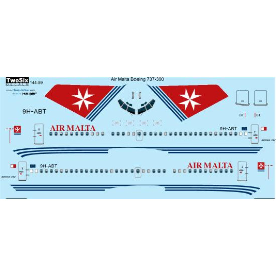 26decals 144-59 1/144 Air Malta Boeing 737-300 Laser Decal