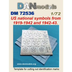 Dan Models 72536 1/72 Us National Symbols From 1919-1942 And 1942-43 Template For Cutting Out Identification Marks
