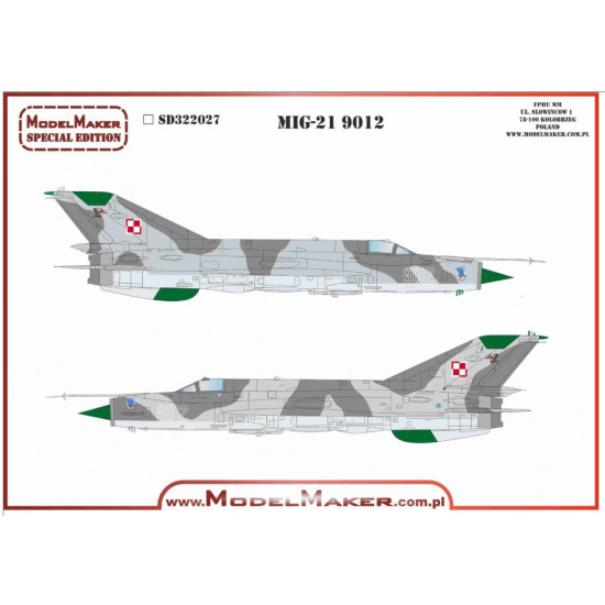 Model Maker Sd322027 1/32 Mig-21mf 9012 Decal For Aircraft