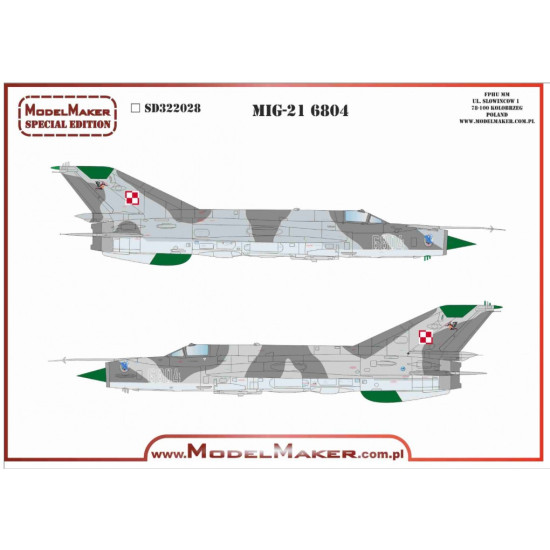 Model Maker Sd322028 1/32 Mig-21mf 6804 Decal For Aircraft