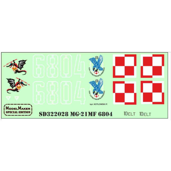 Model Maker Sd322028 1/32 Mig-21mf 6804 Decal For Aircraft
