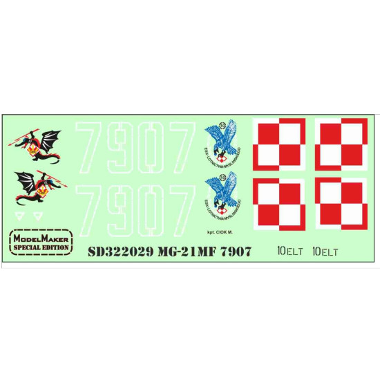Model Maker Sd322029 1/32 Mig-21mf 7907 Decal For Aircraft