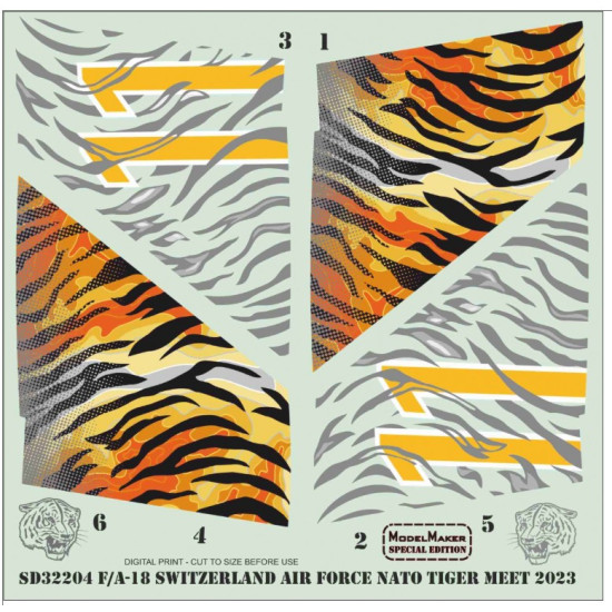 Model Maker Sd32204 1/32 F/A-18c Switzerland Air Force Nato Tiger Meet 2023 Decal For Aircraft