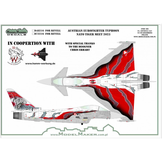 Model Maker Sd32216 1/32 Austrian Eurofighter Typhoon Nato Tiger Meet 2023 Decal For Aircraft