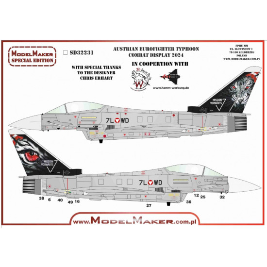 Model Maker Sd32231 1/32 Austrian Eurofighter Typhoon Combat Display 2024 Decal For Aircraft