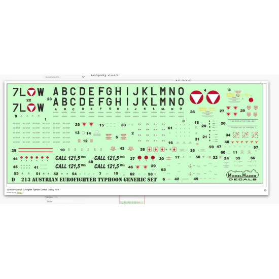 Model Maker Sd32231 1/32 Austrian Eurofighter Typhoon Combat Display 2024 Decal For Aircraft