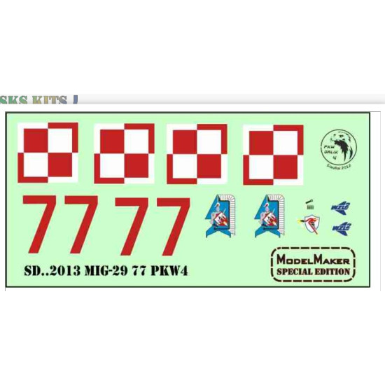 Model Maker Sd482013 1/48 Mig-29-29 77 Pkw4 Decal For Aircraft