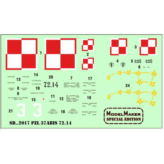 Model Maker Sd482017 1/48 Pzl-37abis 72 14 Decal For Aircraft