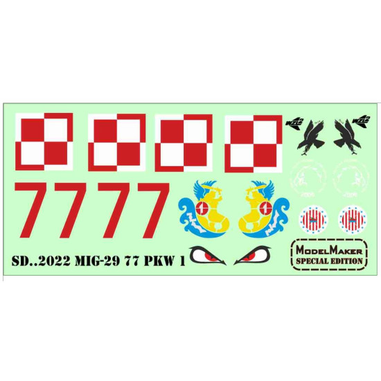 Model Maker Sd482022 1/48 Mig-29 77 Pkw 1 Decal For Aircraft