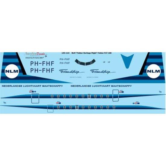 26decals 144-114 1/144 Nlm Fokker Heritage F-27 Laser Decal For Aircraft