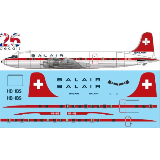 26decals 144-130 1/144 Balair Douglas Dc-6b Laser Decal For Aircraft