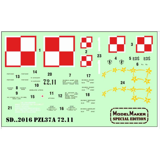 Model Maker Sd722016 1/72 Pzl37a 72 11 Decal For Aircraft