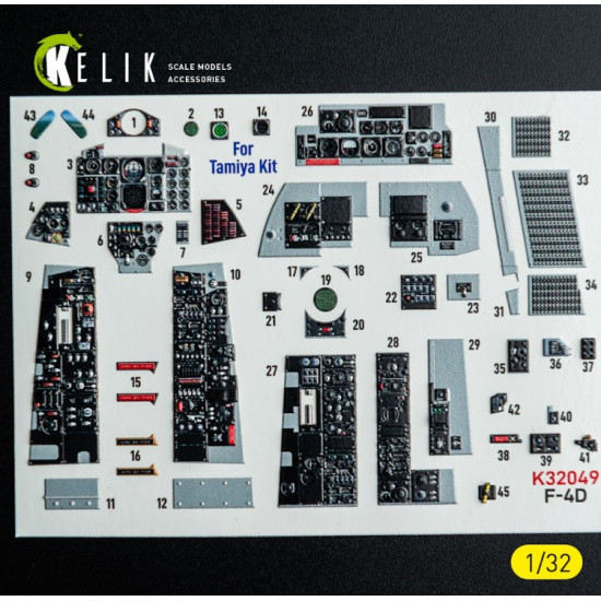 Kelik K32049 1/32 F-4d - Interior 3d Decals For Tamiya Kit