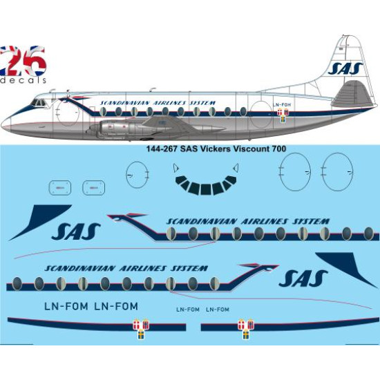 26decals 144-267 1/144 Sas Viscount 800 Laser Decal For Aircraft