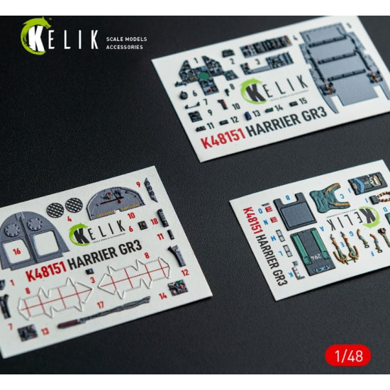 Kelik K48151 1/48 Harrier Gr3 - Interior 3d Decals For Kinetic Kit