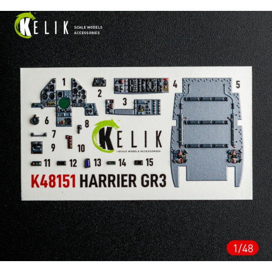 Kelik K48151 1/48 Harrier Gr3 - Interior 3d Decals For Kinetic Kit