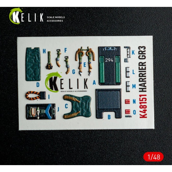 Kelik K48151 1/48 Harrier Gr3 - Interior 3d Decals For Kinetic Kit