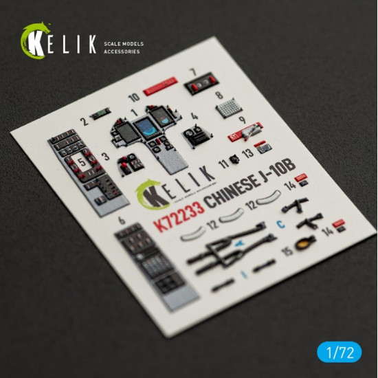 Kelik K72233 1/72 Chinese J-10b - Interior 3d Decals For Trumpeter Kit