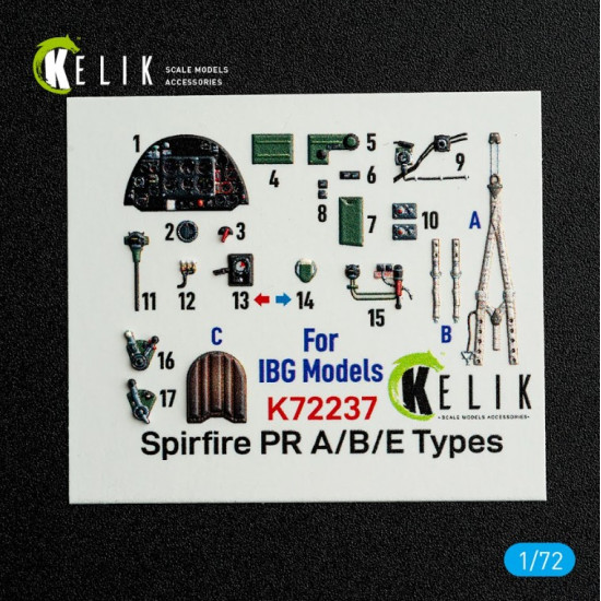 Kelik K72237 1/72 Spitfire Pr A/B/E Types - Interior 3d Decals For Ibg Models Kit