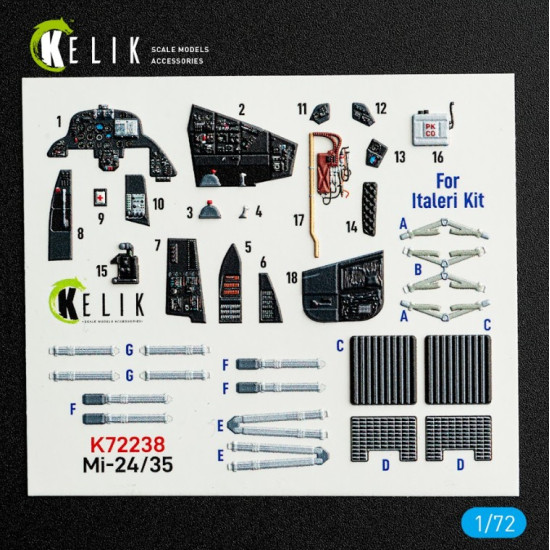 Kelik K72238 1/72 Mi-35/24 - Interior 3d Decals For Italeri Kit