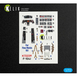 Kelik K72239 1/72 F-104j - Interior 3d Decals For Fine Molds Kit