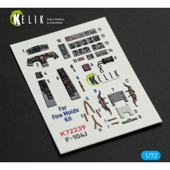 Kelik K72239 1/72 F-104j - Interior 3d Decals For Fine Molds Kit