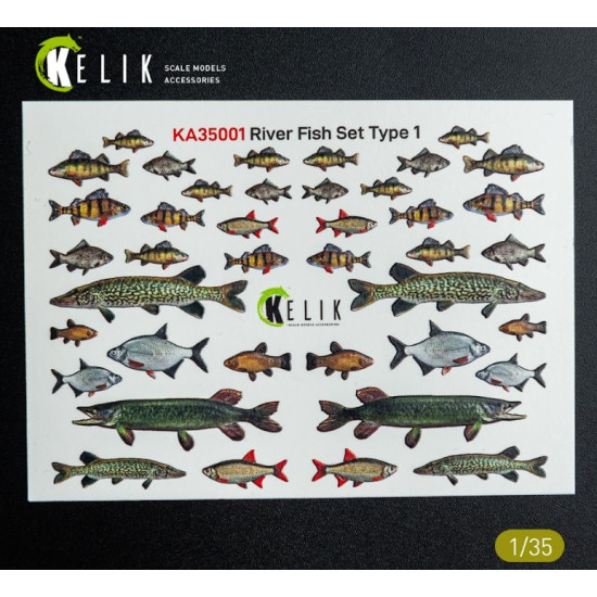 Kelik Ka35001 1/35 River Fish Set Type 1 3d Decal For Dioramas