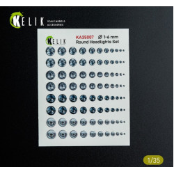 Kelik Ka35007 1/35 Round Headlights Set 1-6 Mm 3d Decal For Models