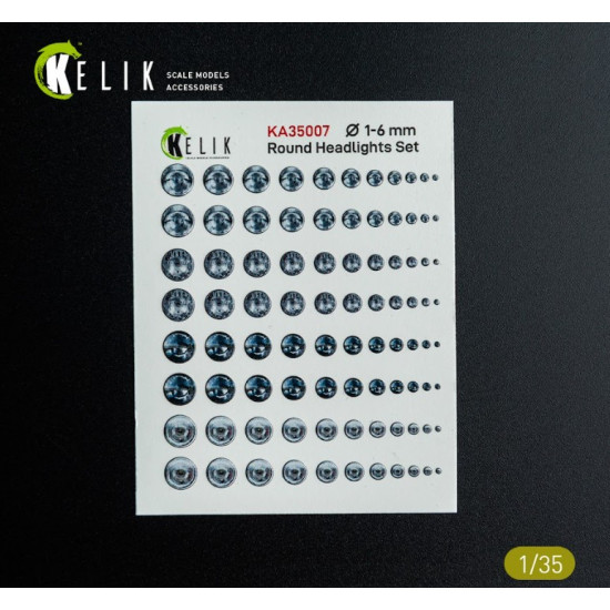 Kelik Ka35007 1/35 Round Headlights Set 1-6 Mm 3d Decal For Models