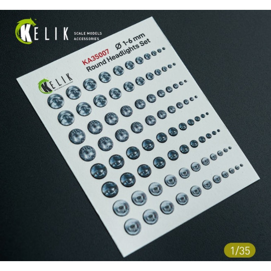 Kelik Ka35007 1/35 Round Headlights Set 1-6 Mm 3d Decal For Models