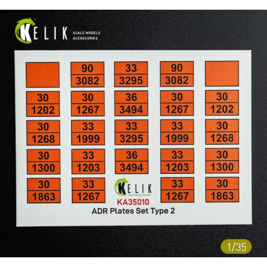 Kelik Ka35010 1/35 Adr Plates Set Type 2 Decal For Models