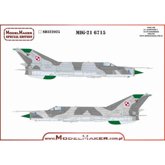Model Maker Sd322025 1/32 Mig-21 6715 Decal For Aircraft