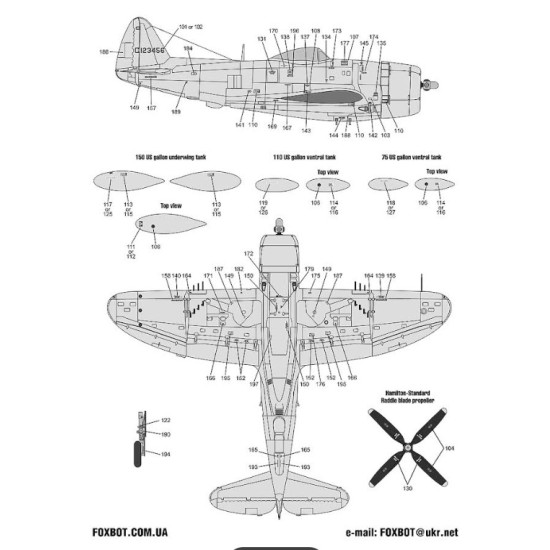 Foxbot 72-083 1/72 Foxbot Decals Republic P-47 Thunderbolt Stencils