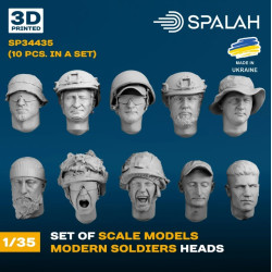 Spalah Sp34435 1/35 Set Of Scale Models Modern Soldiers Heads 10 Pcs