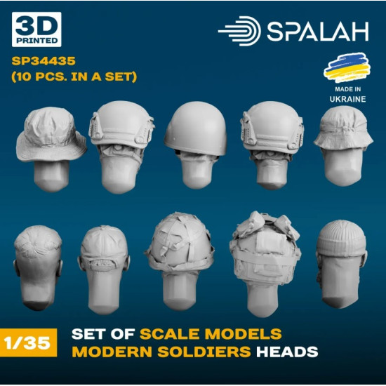 Spalah Sp34435 1/35 Set Of Scale Models Modern Soldiers Heads 10 Pcs