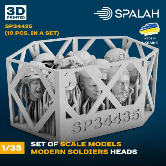Spalah Sp34435 1/35 Set Of Scale Models Modern Soldiers Heads 10 Pcs