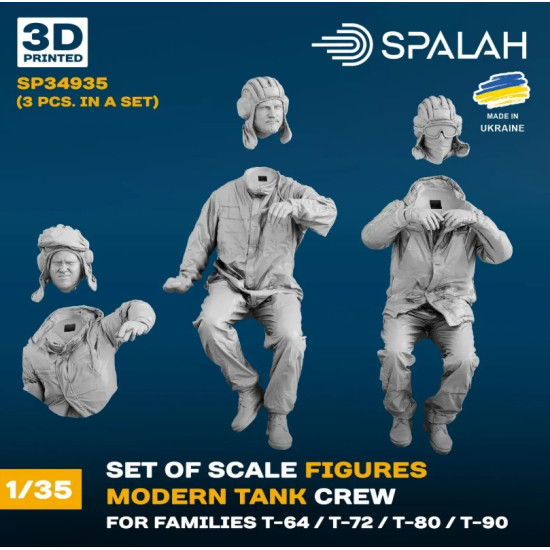 Spalah Sp34935 1/35 Set Of 3 Figures Modern Tank Crew For Families T-64 T-72 T-80 T-90