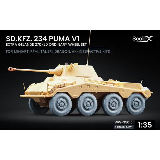 Scalex Ww-35010 1/35 Sd Kfz 234 Puma V1 Ordinary Wheel Set For Dragon Miniart Rfm Italeri Ak Interactive