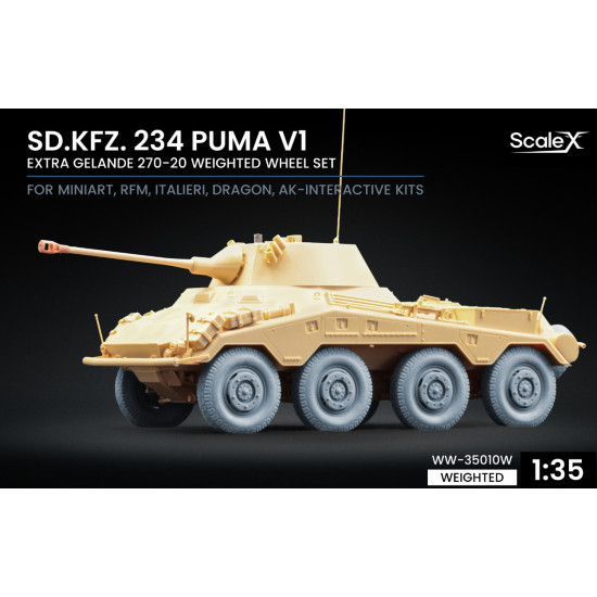 Scalex Ww-35010w 1/35 Sd Kfz 234 Puma V1 Weighted Wheel Set For Dragon Miniart Rfm Italeri Ak Interactive