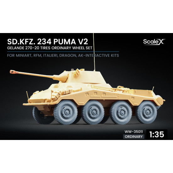 Scalex Ww-35011 1/35 Sd Kfz 234 Puma V2 Ordinary Wheel Set For Dragon Miniart Rfm Italeri Ak Interactive